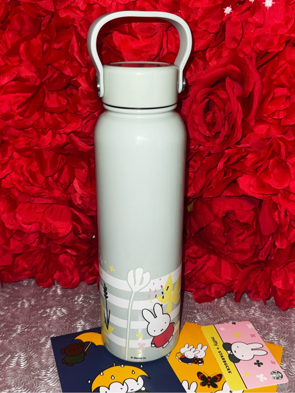 NWT Starbucks Miffy Stainless S. Tumbler w/ Carry Strap, Miffy G.card & Stickers